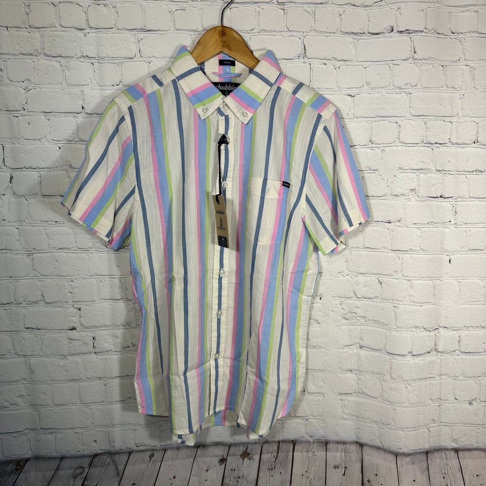 Chubbies The Soft Serve‎ Resort Weave Friday Shirt Mens Small Pastel Stripe SS25